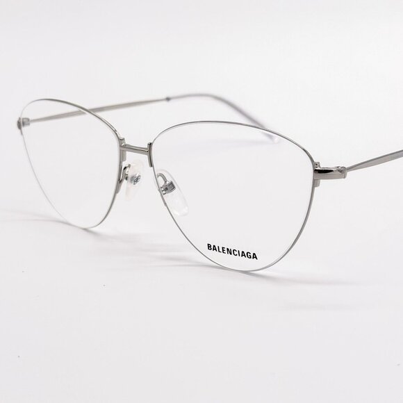 NEW BALENCIAGA EYEGLASSES BB0034O 002 CAT EYE SILVER WOMEN EYEWEAR BALENCIAGA - Picture 6 of 9